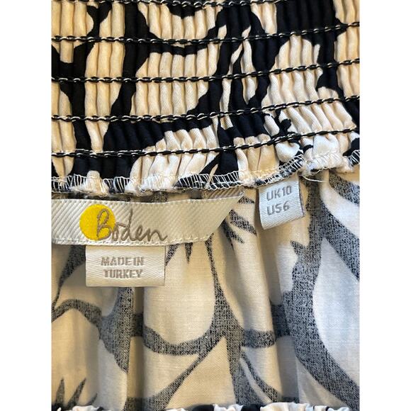 Boden Off Shoulder Mini Dress Tropical Black White Size 6 - Picture 12 of 12